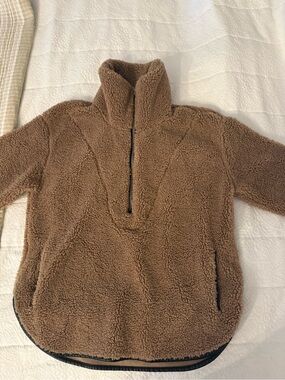 Abercrombie & Fitch women  Brown Sherpa Half-Zip Pullover